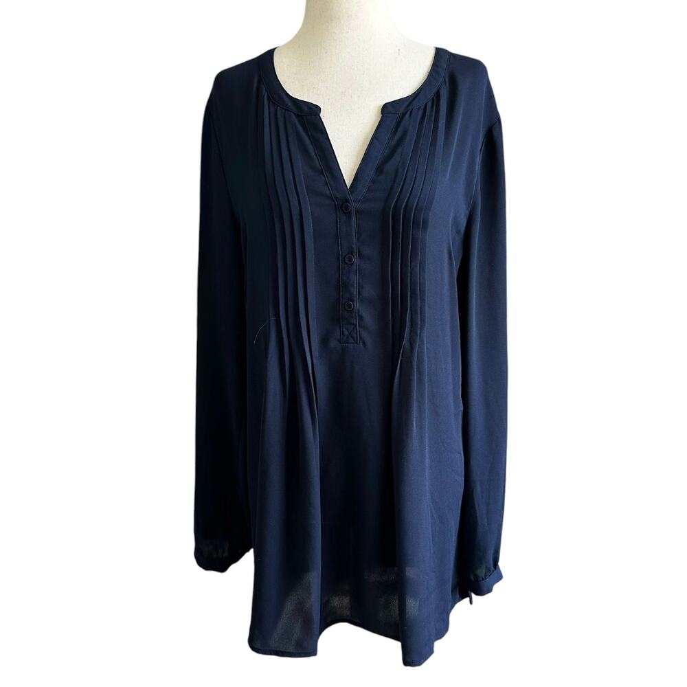 DR2 Blue Lined Blouse Women Basic Top Size Large | 46-53